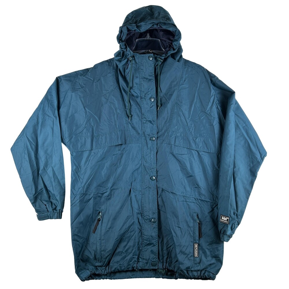 Vtg Helly Hansen Jacket Mens Large Hooded Full Zip Windbreaker Packable 90s